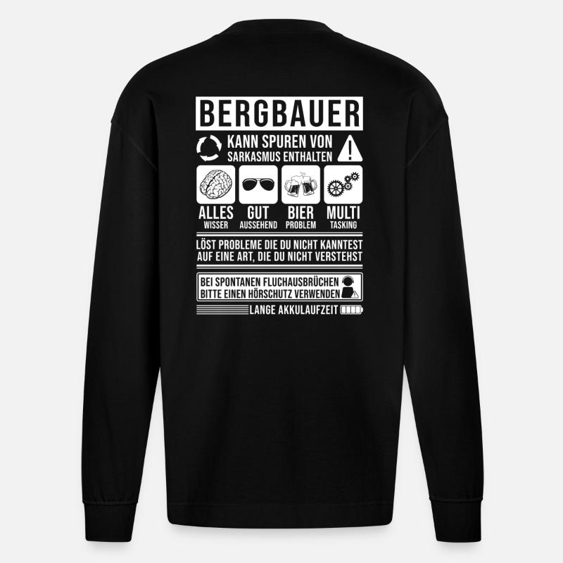 Bergbauer Spruch lustig - Heavyweight Oversized Organic Langarmshirt Made in EU - SOLID BLACK