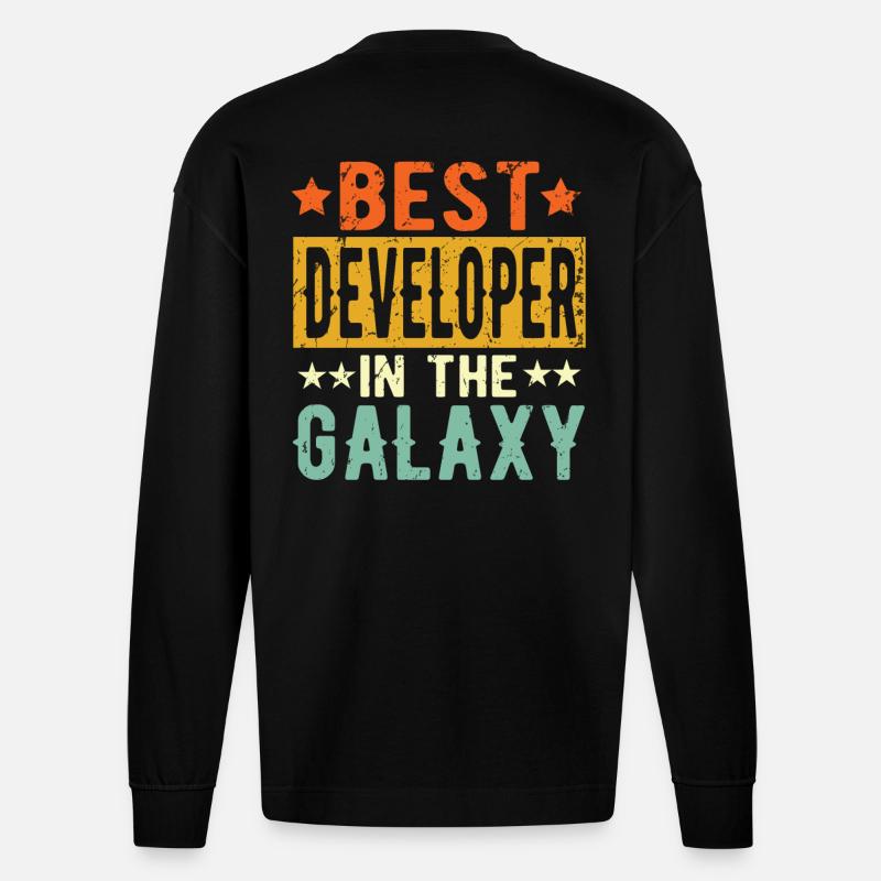 Best Developer ever Developer Gift - Heavyweight Oversized Organic Longsleeve Shirt Made in EU - SOLID BLACK