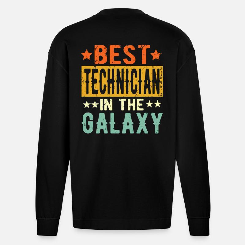 Best Techniker ever Techniker Geschenk - Heavyweight Oversized Organic Langarmshirt Made in EU - SOLID BLACK