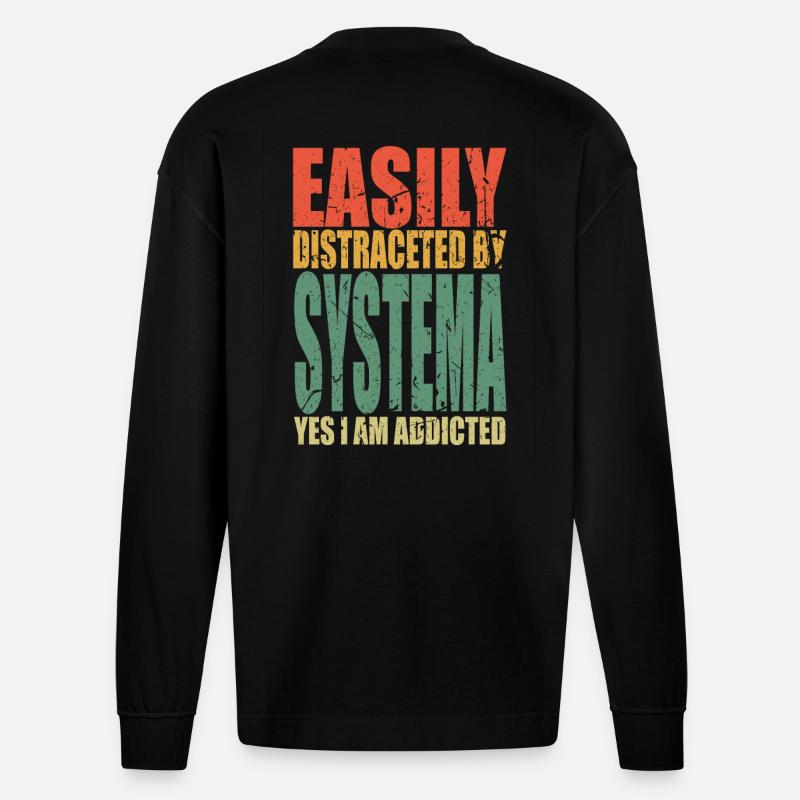 Systema disant drôle - Manches longues bio épais oversize fabriqué en UE - SOLID BLACK