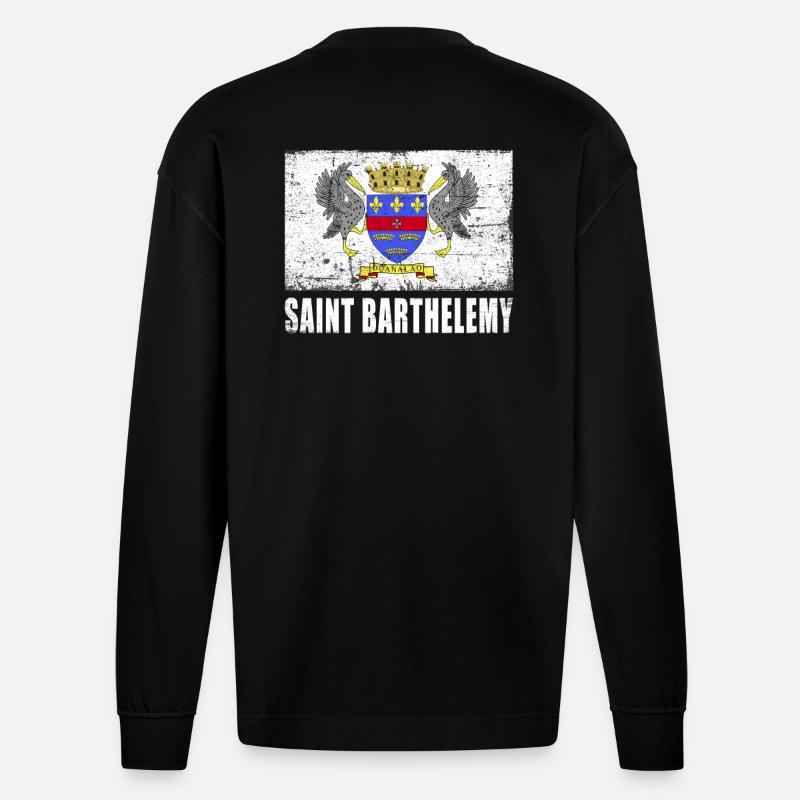 Drapeau de Saint-Barthélemy - Manches longues bio épais oversize fabriqué en UE - SOLID BLACK