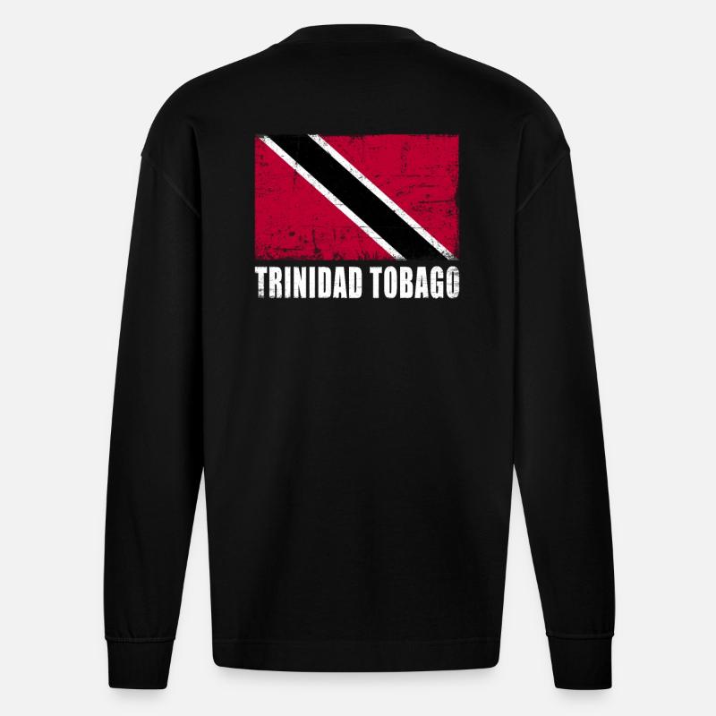 Trinidad Tobago Drapeau Trinité-et-Tobago Drapeau - Manches longues bio épais oversize fabriqué en UE - SOLID BLACK