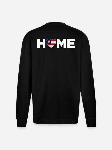 Malaysia Home Malaysia Flag - Heavyweight Oversized Organic Longsleeve Shirt Made in EU - SOLID BLACK