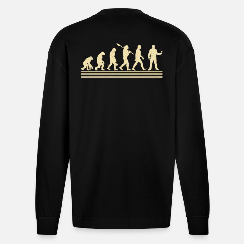 Evolution Des Anlagenmechanikers - Heavyweight Oversized Organic Langarmshirt Made in EU - SOLID BLACK