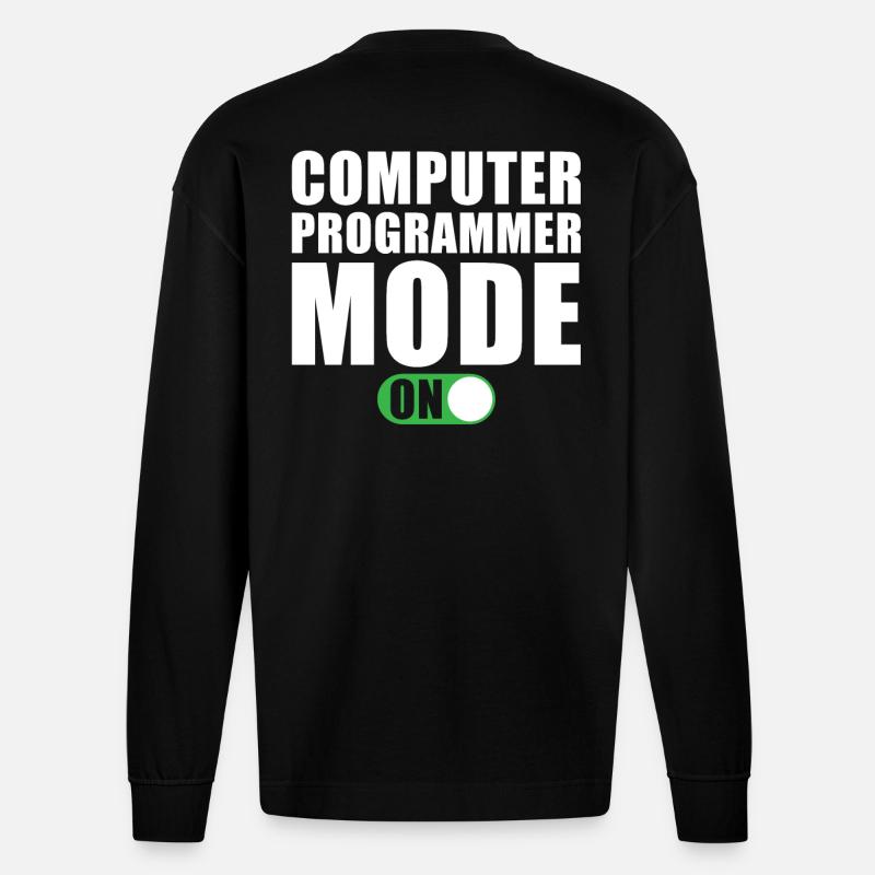 Mode programmeur informatique activé - Manches longues bio épais oversize fabriqué en UE - SOLID BLACK