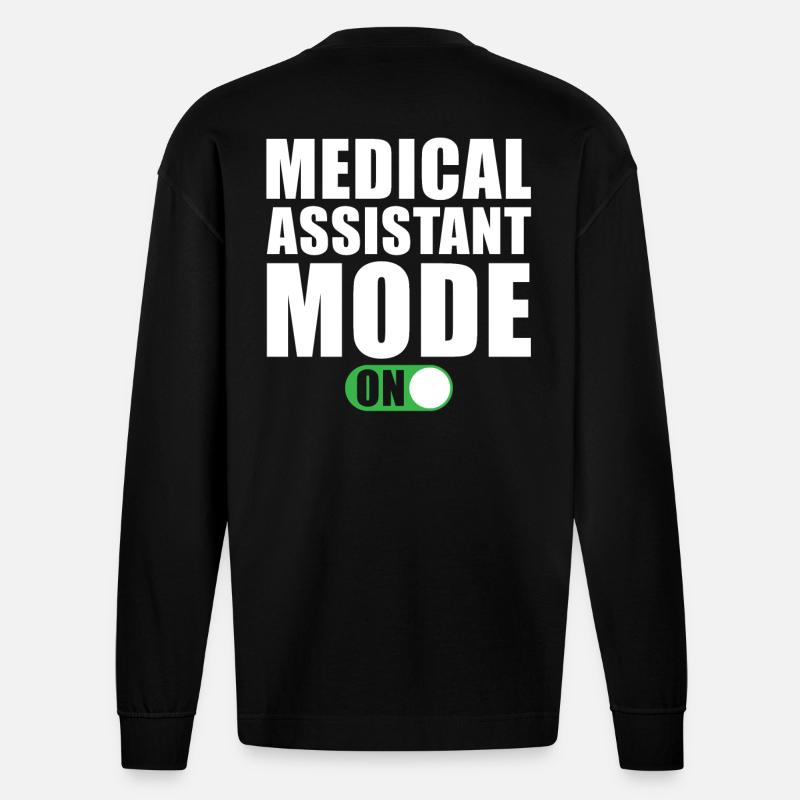 Medizinischer Assistent Modus An - Heavyweight Oversized Organic Langarmshirt Made in EU - SOLID BLACK