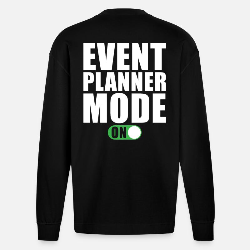 Event Planer Modus Ein - Heavyweight Oversized Organic Langarmshirt Made in EU - SOLID BLACK