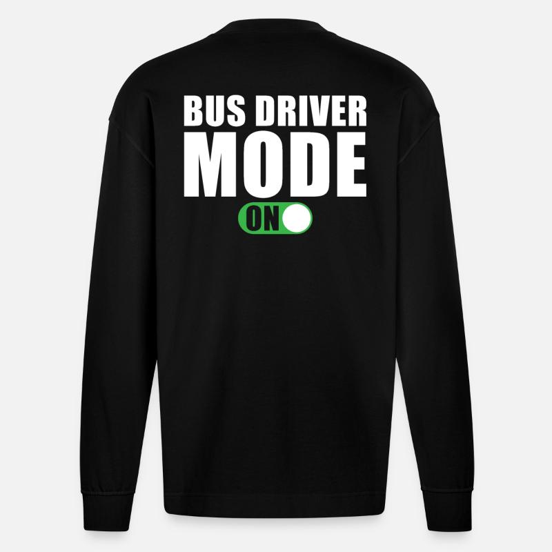 Mode pilote de bus activé - Manches longues bio épais oversize fabriqué en UE - SOLID BLACK