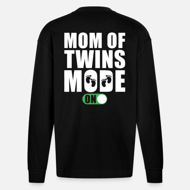 Mère de jumeaux Modus On - Manches longues bio épais oversize fabriqué en UE - SOLID BLACK