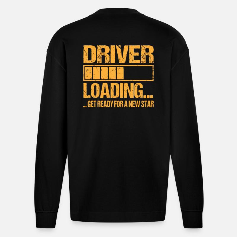 Driver loading Driver training - Heavyweight Oversized Organic Longsleeve Shirt Made in EU - SOLID BLACK