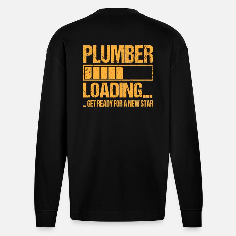Klempner loading Klempner Ausbildung - Heavyweight Oversized Organic Langarmshirt Made in EU - SOLID BLACK