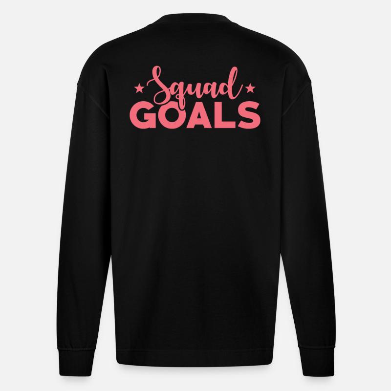 Squad Goals - Heavyweight Oversized Organic Langarmshirt Made in EU - SOLID BLACK