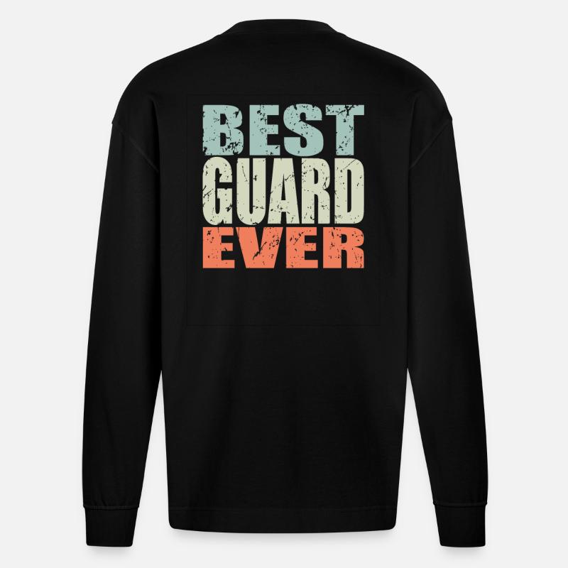 Best Wachmann ever Wachmann Geschenk - Heavyweight Oversized Organic Langarmshirt Made in EU - SOLID BLACK