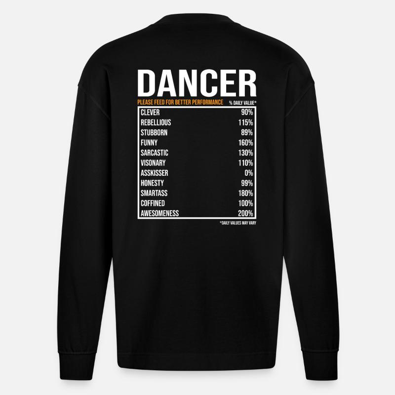 Dancer Dancer Dance Gift - Heavyweight Oversized Organic Longsleeve Shirt Made in EU - SOLID BLACK