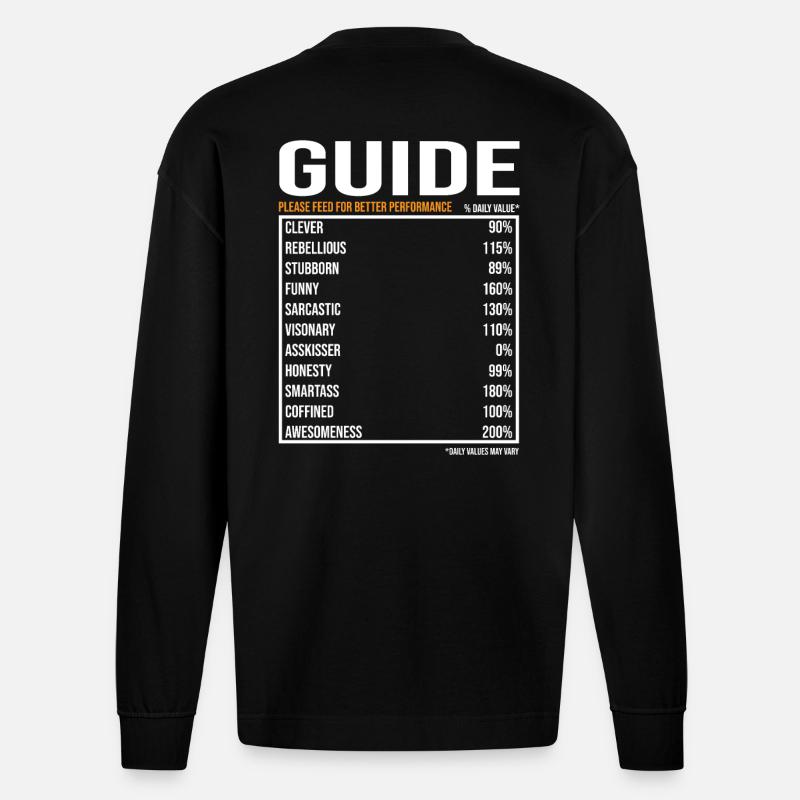 Guide Tourguide Spruch - Heavyweight Oversized Organic Langarmshirt Made in EU - SOLID BLACK