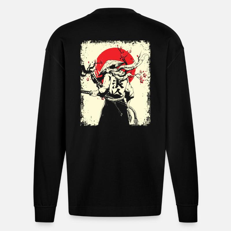 Samouraï - Manches longues bio épais oversize fabriqué en UE - SOLID BLACK