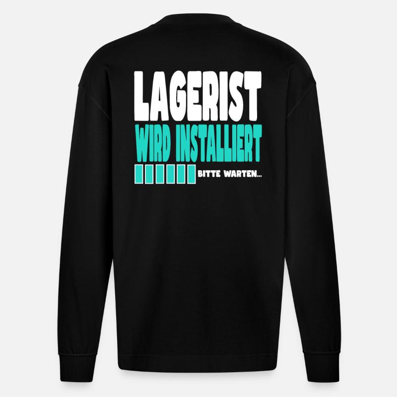 Lagerist wird installiert - Heavyweight Oversized Organic Langarmshirt Made in EU - SOLID BLACK