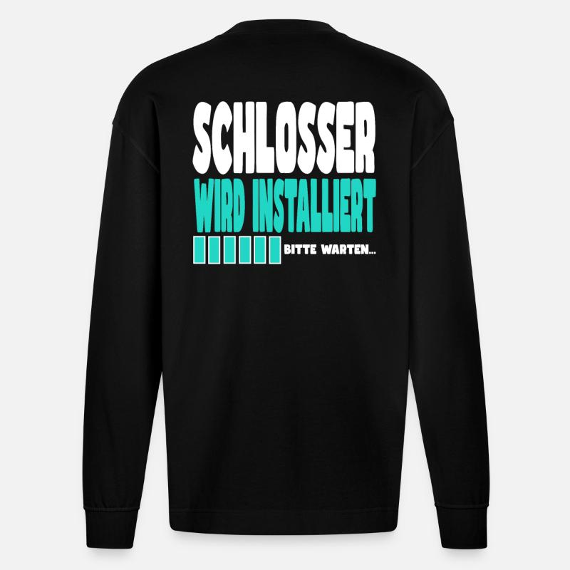 Schlosser wird installiert - Heavyweight Oversized Organic Langarmshirt Made in EU - SOLID BLACK