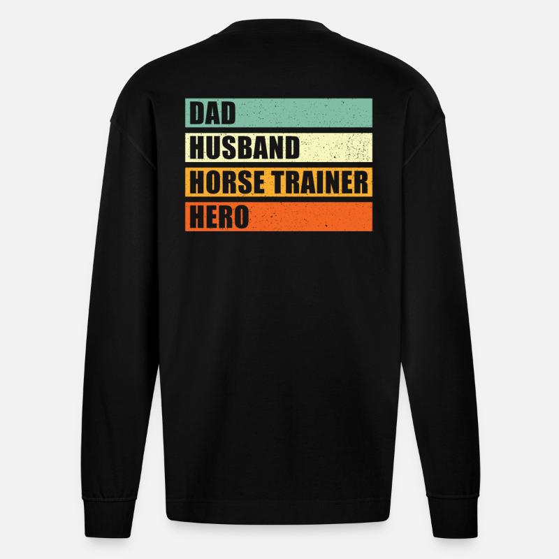Pferdetrainer Vater Ehemann Held - Heavyweight Oversized Organic Langarmshirt Made in EU - SOLID BLACK