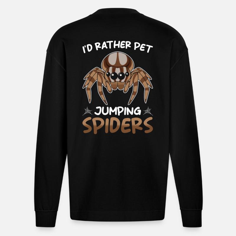 Springspinne Spruch - Heavyweight Oversized Organic Langarmshirt Made in EU - SOLID BLACK