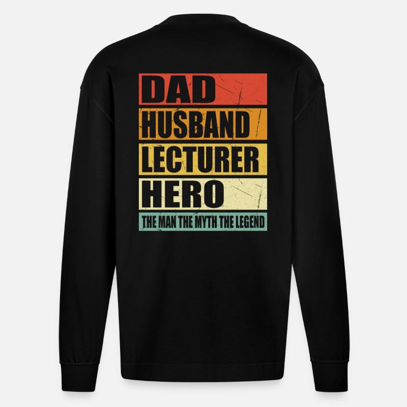 Vater Ehemann Dozent Held - Heavyweight Oversized Organic Langarmshirt Made in EU - SOLID BLACK