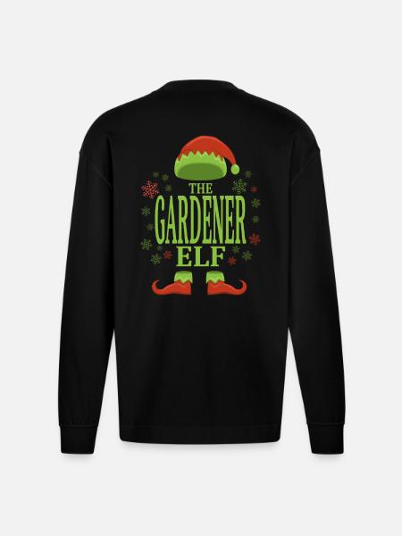 Gärtner Weihnachtself - Heavyweight Oversized Organic Langarmshirt Made in EU - SOLID BLACK