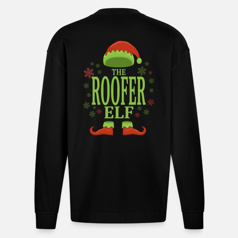 Couvreur Elfe de Noël - Manches longues bio épais oversize fabriqué en UE - SOLID BLACK