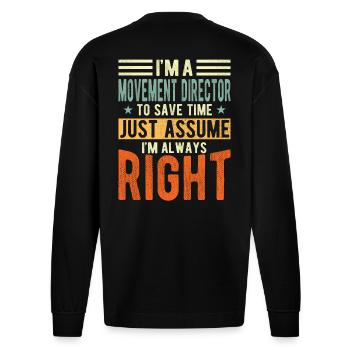 Movement Director - Heavyweight Oversized Organic Longsleeve Shirt Made in EU - SOLID BLACK - Back