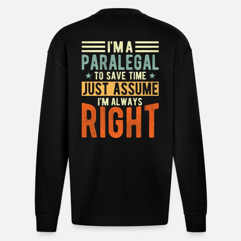 Paralégal - Manches longues bio épais oversize fabriqué en UE - SOLID BLACK