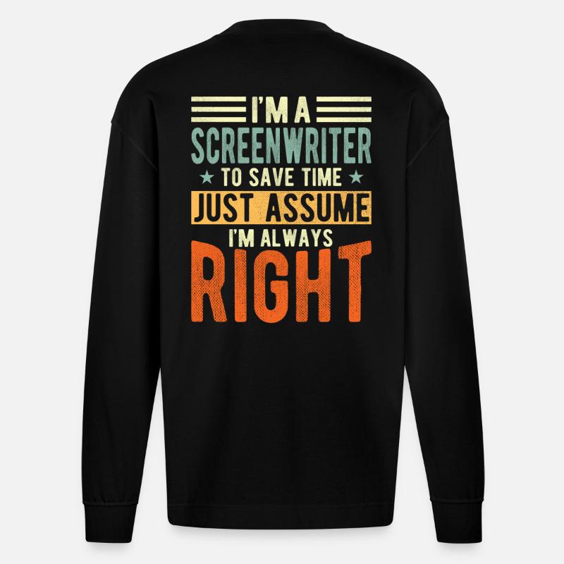 Scriptwriter - Heavyweight Oversized Organic Longsleeve Shirt Made in EU - SOLID BLACK
