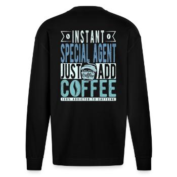 Preventivo Caffè Agente Speciale - Maglia a maniche lunghe ecologica oversize Heavyweight Made in UE - SOLID BLACK - Retro