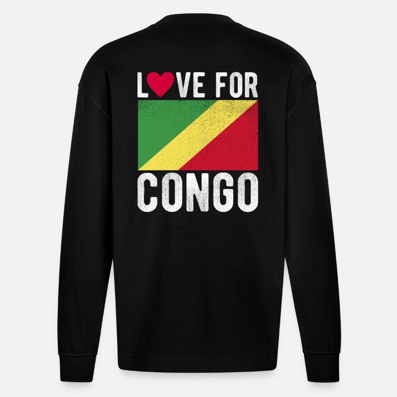 Kongo Souvenir - Heavyweight Oversized Organic Langarmshirt Made in EU - SOLID BLACK