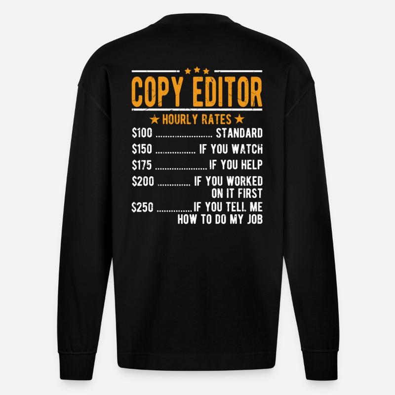 Editor Hourly Wage - Heavyweight Oversized Organic Longsleeve Shirt Made in EU - SOLID BLACK