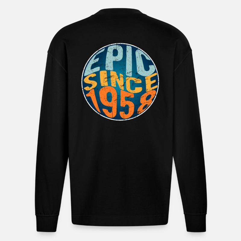 Episch Seit 1958 - Heavyweight Oversized Organic Langarmshirt Made in EU - SOLID BLACK