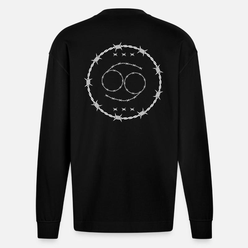 Krebs Sternzeichen - Heavyweight Oversized Organic Langarmshirt Made in EU - SOLID BLACK