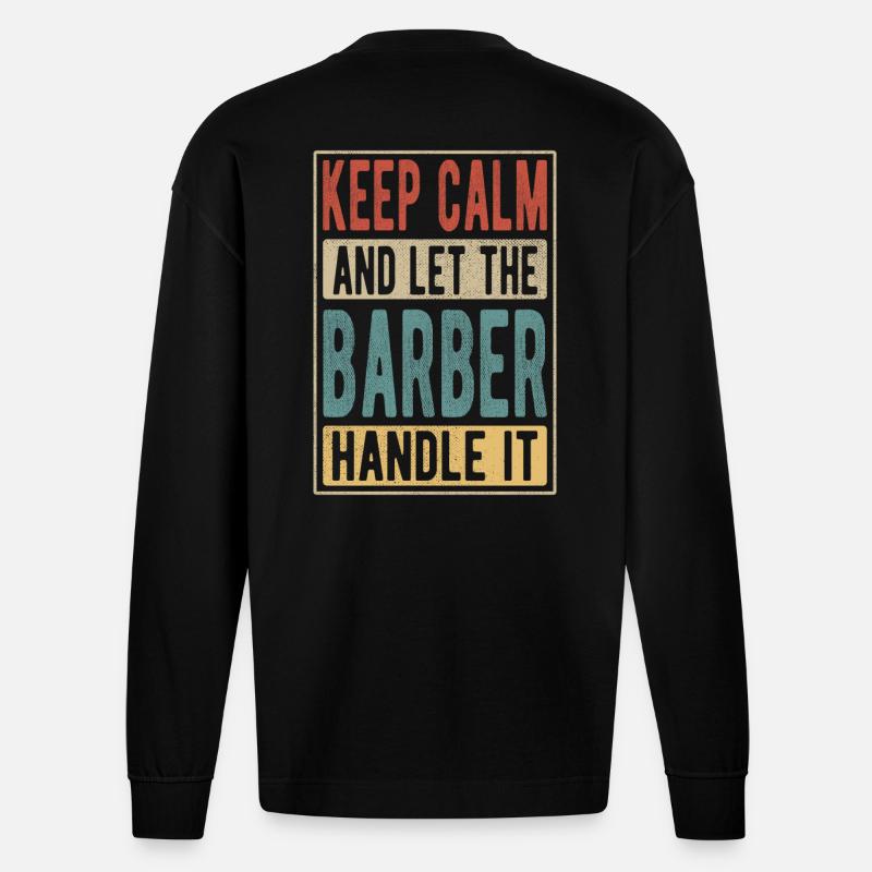 Barbier Retro Geschenk - Heavyweight Oversized Organic Langarmshirt Made in EU - SOLID BLACK