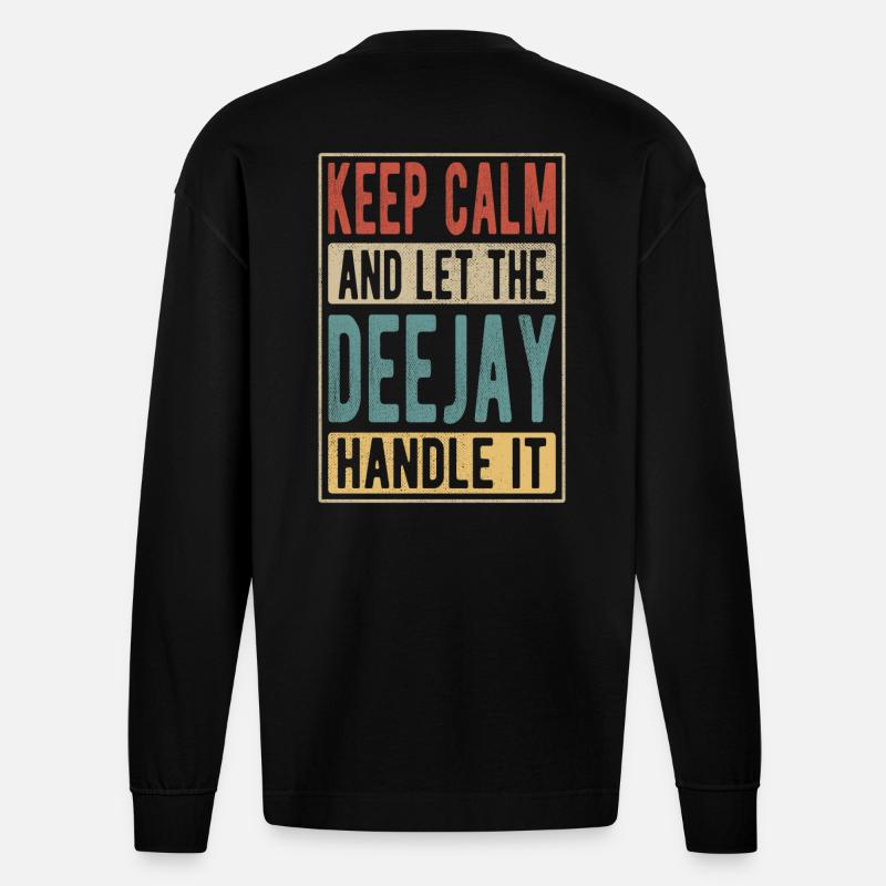 Deejay Retro Geschenk - Heavyweight Oversized Organic Langarmshirt Made in EU - SOLID BLACK