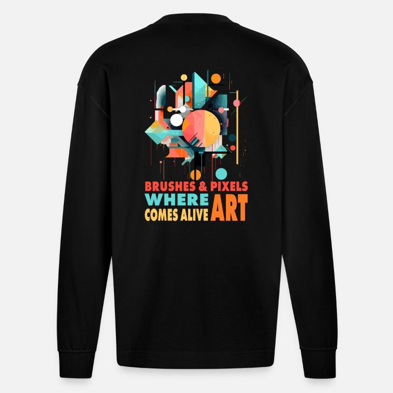 Digitale Kunst - Heavyweight Oversized Organic Langarmshirt Made in EU - SOLID BLACK