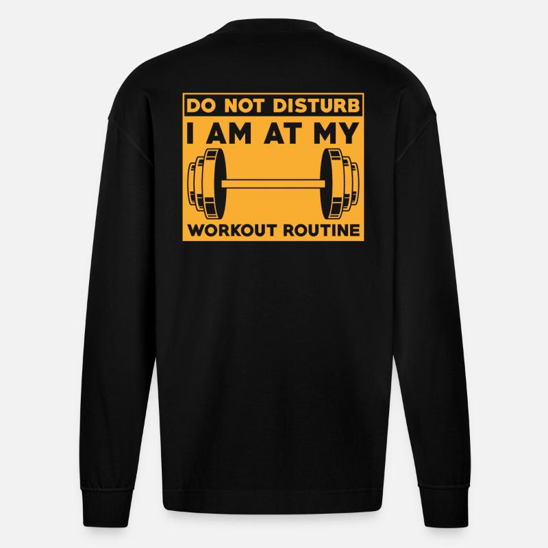 Workout-routine Gewichtheber-trainingsdesign - Heavyweight Oversized Organic Langarmshirt Made in EU - SOLID BLACK