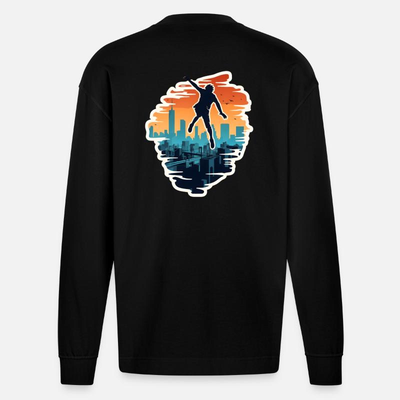 Course libre de parkour - Manches longues bio épais oversize fabriqué en UE - SOLID BLACK