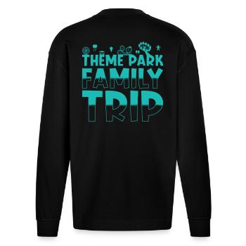 Amusement Park Folk Festival Family Outing - Heavyweight Oversized Organic Longsleeve Shirt Made in EU - SOLID BLACK - Back