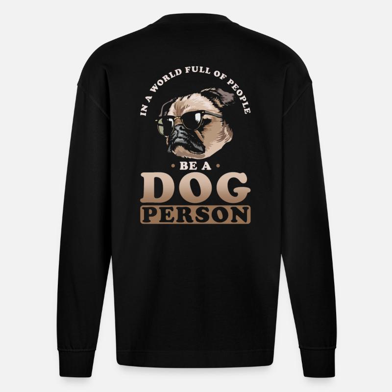 Hundemensch Hund Niedlich - Heavyweight Oversized Organic Langarmshirt Made in EU - SOLID BLACK