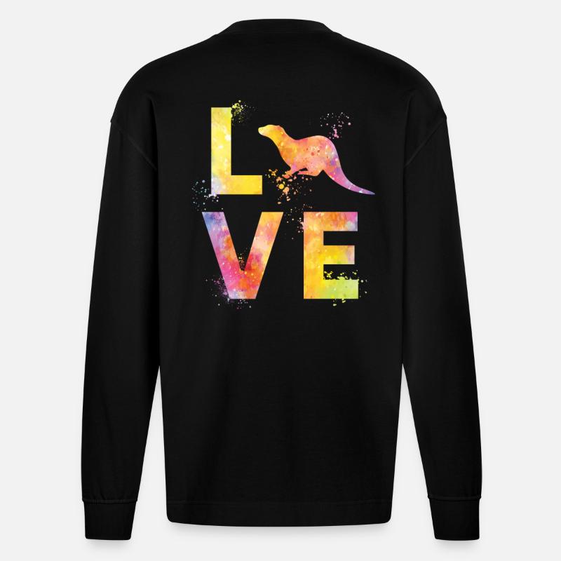 Otter Liebe - Heavyweight Oversized Organic Langarmshirt Made in EU - SOLID BLACK