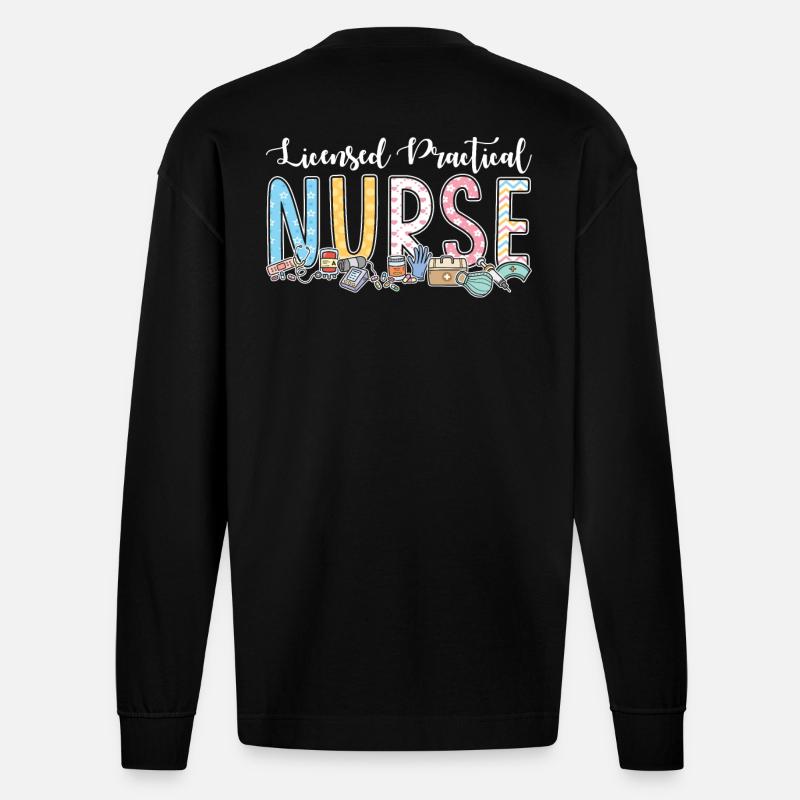 Licensed Practical Nurse - Heavyweight Oversized Organic Longsleeve Shirt Made in EU - SOLID BLACK