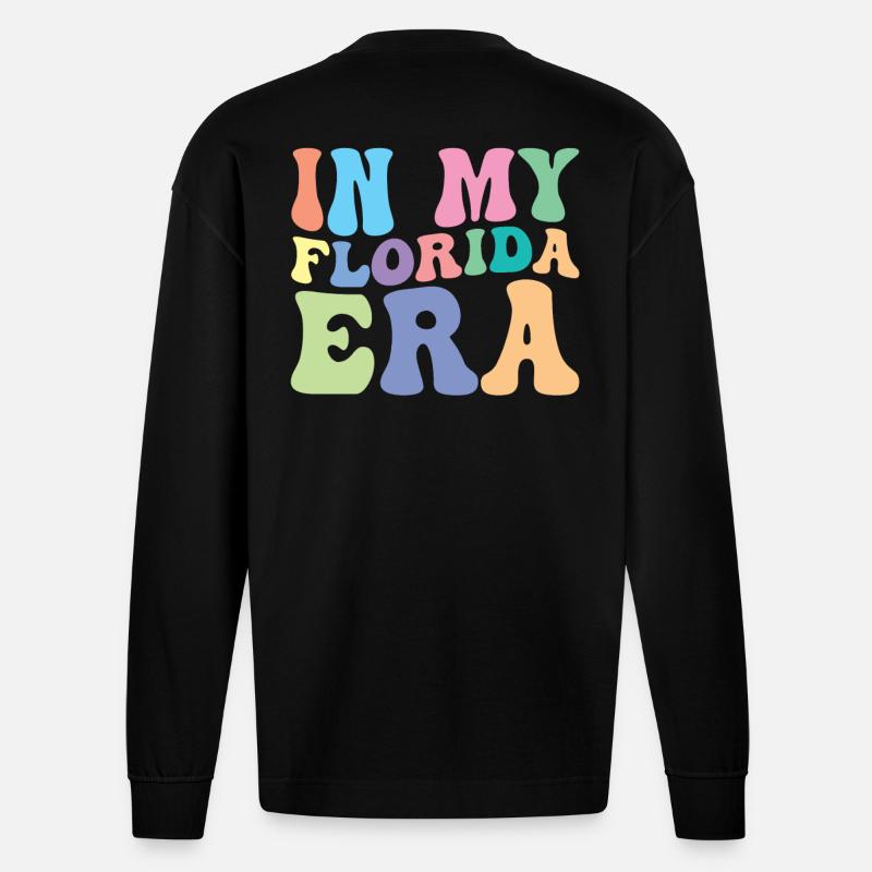 Florida Retro Groovy - Heavyweight Oversized Organic Langarmshirt Made in EU - SOLID BLACK