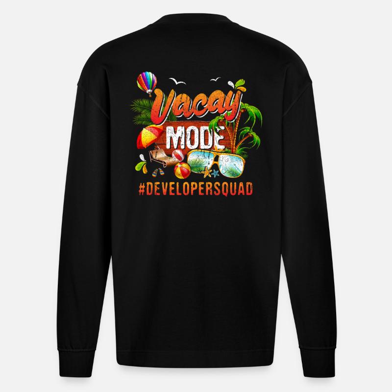 Developer Vacation Group #Developersquad - Heavyweight Oversized Organic Longsleeve Shirt Made in EU - SOLID BLACK