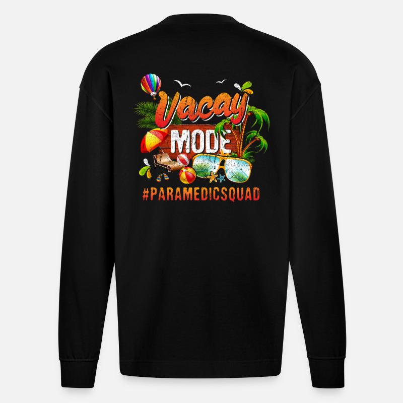 Groupe de vacances paramédic #Paramedicsquad - Manches longues bio épais oversize fabriqué en UE - SOLID BLACK