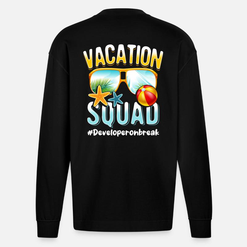 Developer Vacation Squad #Developeronbreak - Manches longues bio épais oversize fabriqué en UE - SOLID BLACK