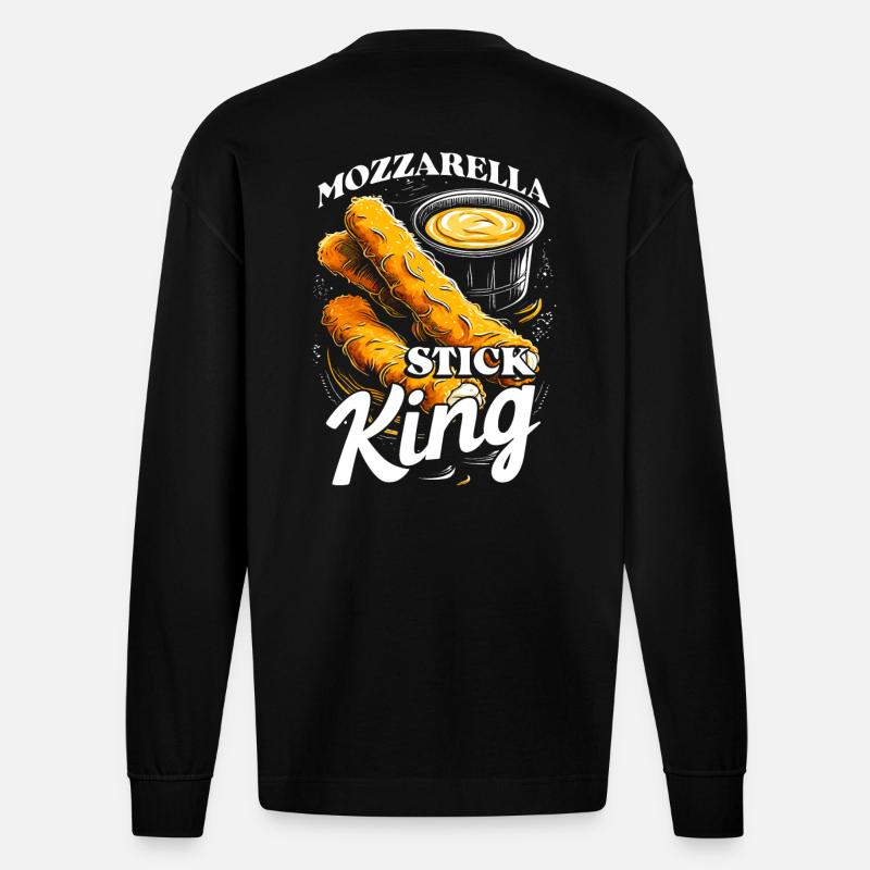 Bâtonnet de mozzarella King - Manches longues bio épais oversize fabriqué en UE - SOLID BLACK