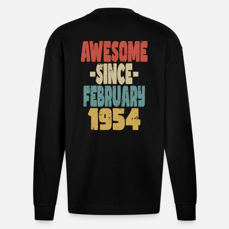 Génial Février 1954 - Manches longues bio épais oversize fabriqué en UE - SOLID BLACK